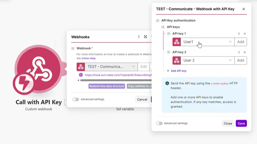 Make-Webhooks mit API Keys sichern